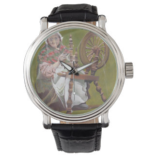 Reloj De Pulsera Una Artesana Irlandesa Anciana En Una Rueda De Gir