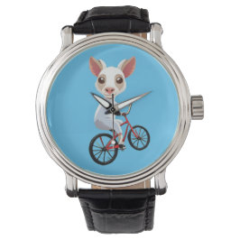 Reloj De Pulsera Una cabra blanca en una bicicleta