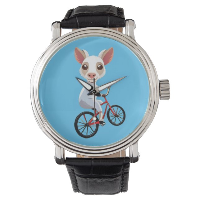 Reloj De Pulsera Una cabra blanca en una bicicleta (Anverso)