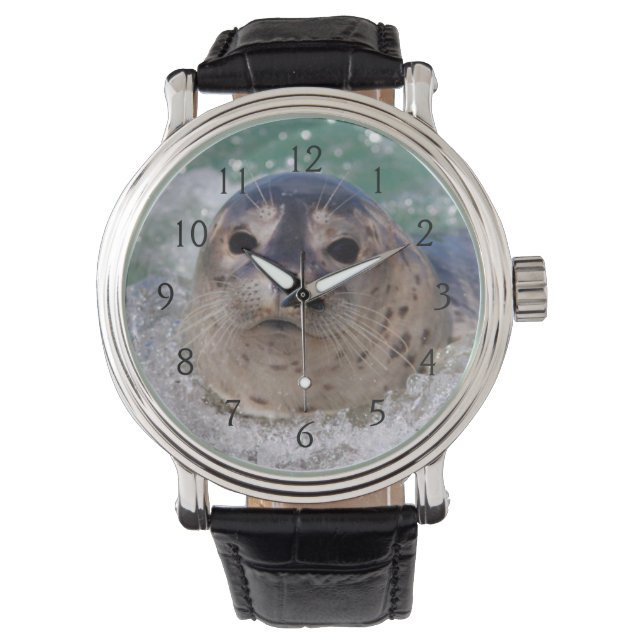 Reloj De Pulsera Una cría de foca haciendo surf (Anverso)