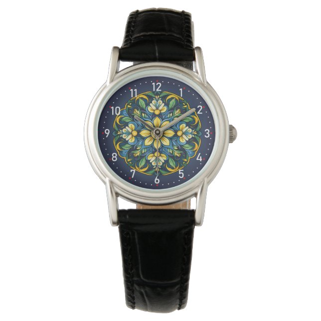 Reloj De Pulsera 💚 💙 💛 Una Elegancia Única De Azulejo: Jardín De (Anverso)