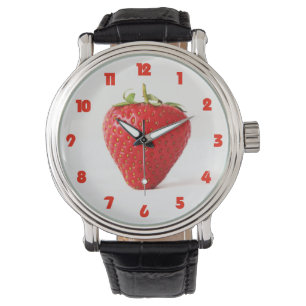 Reloj De Pulsera Una fresa roja números rojos gordos fue