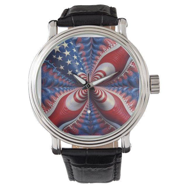 Reloj De Pulsera Una Mezcla De La Bandera Estadounidense Y Un Fract (Anverso)