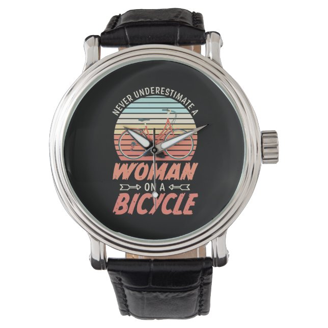 Reloj De Pulsera Una Mujer En Una Bicicleta (Anverso)