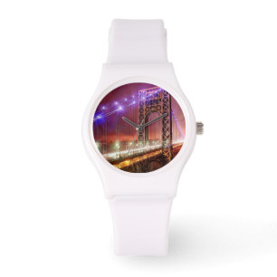 Reloj De Pulsera Una noche ventosa y lluviosa desde Fort Lee