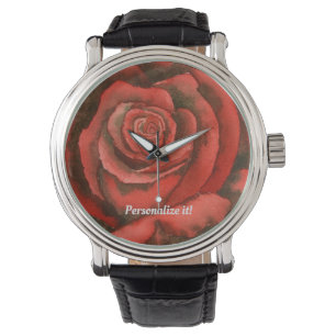 Reloj De Pulsera Una rosa roja vívida en el primer plano