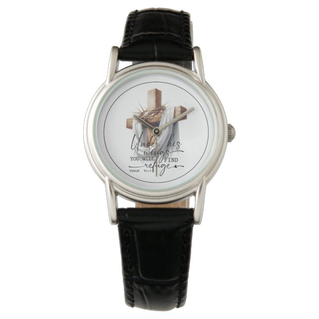 Reloj De Pulsera Under His Wings Scripture Art – Psalm 91:4  (Anverso)