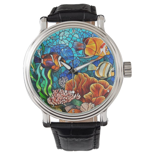 Reloj De Pulsera Underwater Paradise Tropical Fish Coral Reef Wall  (Anverso)
