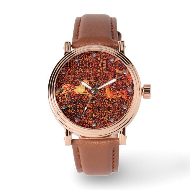 RELOJ DE PULSERA UNICORN Y DEER,FLORES,ANIMALES FORESTALES (Anverso)