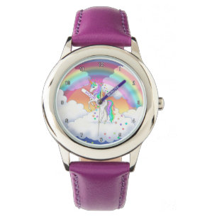 Reloj De Pulsera Unicornio arcoiris colorido y estrellas