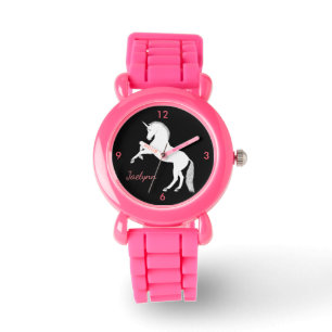 Reloj De Pulsera Unicornio blanco que se alza magnífico con nombre