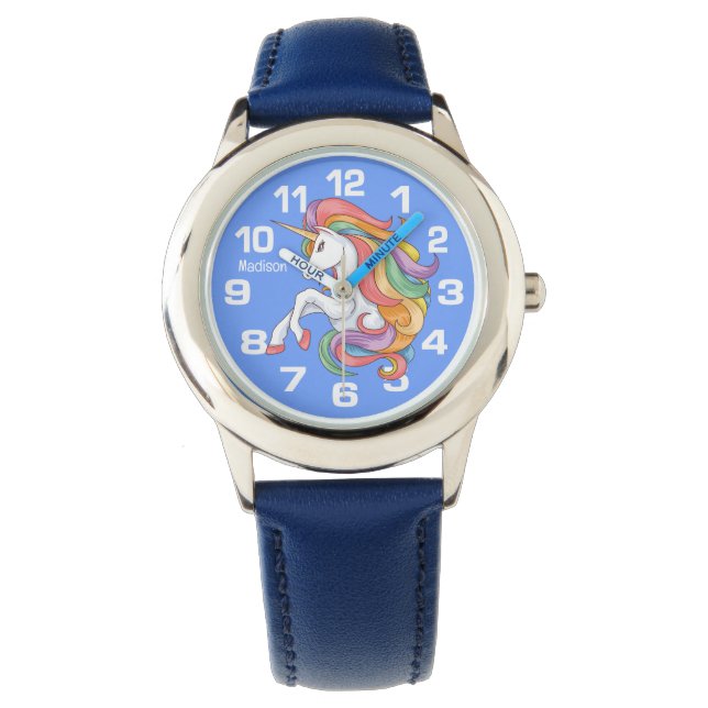 Reloj De Pulsera Unicornio con colores de nombres personalizados (Anverso)