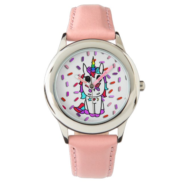 Reloj De Pulsera Unicornio con mariposa en Nose Candy Sprinkles (Anverso)