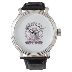 Reloj De Pulsera Unicornio Coronado en Tipografía Negrita Mágica Gr