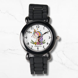 Reloj De Pulsera Unicornio Cute Whimsical Girly Pink Floral Chica