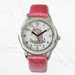 Reloj De Pulsera Unicornio Cute Whimsical Girly Pink Floral Chica<br><div class="desc">El unicornio unicornio unicornio con estrellas,  corazones y flores es exclusivo de Unicorn Cute Cute Whimsical Girly Pink Floral Personalizada Name Watch. Personalizado con tu nombre. Perfectos regalos para chicas de cumpleaños,  Navidades,  vacaciones y más. Diseñado por ©Evco Studio www.zazzle.com/store/evcostudio</div>