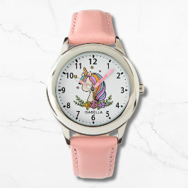 Reloj De Pulsera Unicornio Cute Whimsical Girly Pink Floral Chica