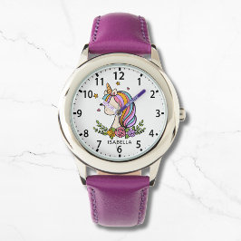 Reloj De Pulsera Unicornio Cute Whimsical Girly Pink Floral Chica