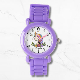 Reloj De Pulsera Unicornio Cute Whimsical Girly Pink Floral Chica