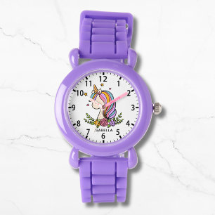 Reloj De Pulsera Unicornio Cute Whimsical Girly Pink Floral Chica