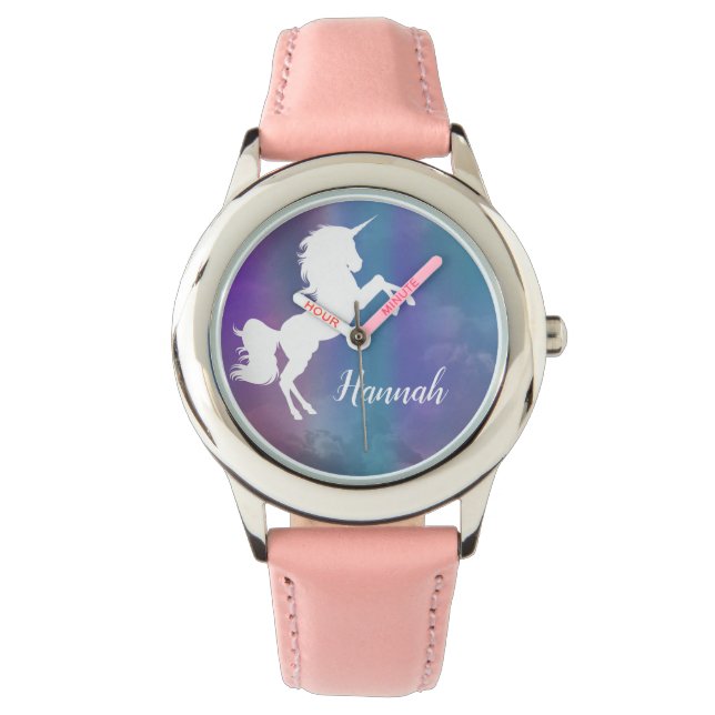 Reloj De Pulsera Unicornio mágico arcoiris personalizado (Anverso)