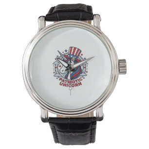 Reloj De Pulsera Unicornio Patriótico Gráfico de Grabado Vintage_1