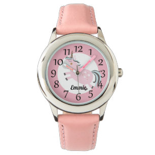 Reloj De Pulsera Unicornio Rosa Personalizado Estrellas