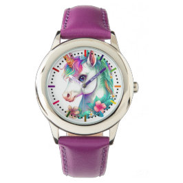 Reloj De Pulsera Unicornio y flores
