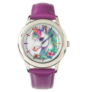 Reloj De Pulsera Unicornio y flores