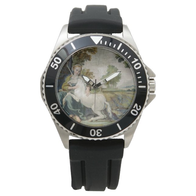 Reloj De Pulsera Unicornio y una joven mujer (por Domenichino) (Anverso)