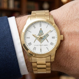 Reloj De Pulsera Unique Freemason Gifts | Gold Masonic Compass