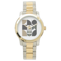Reloj de pulsera unisex de dos tonos con formas su