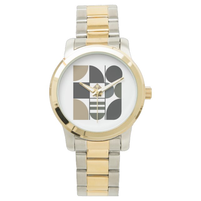 Reloj de pulsera unisex de dos tonos con formas su (Anverso)