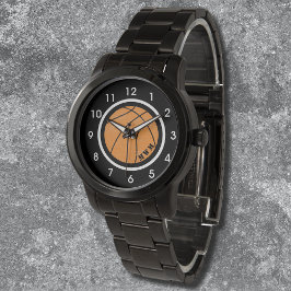 Reloj De Pulsera Unisex Monograma Baloncesto Reloj Pulsera Negra