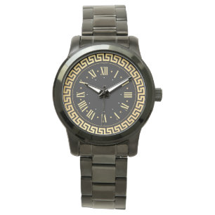 Reloj De Pulsera Unisex Monograma Lujo Pulseras Negras Elegantes