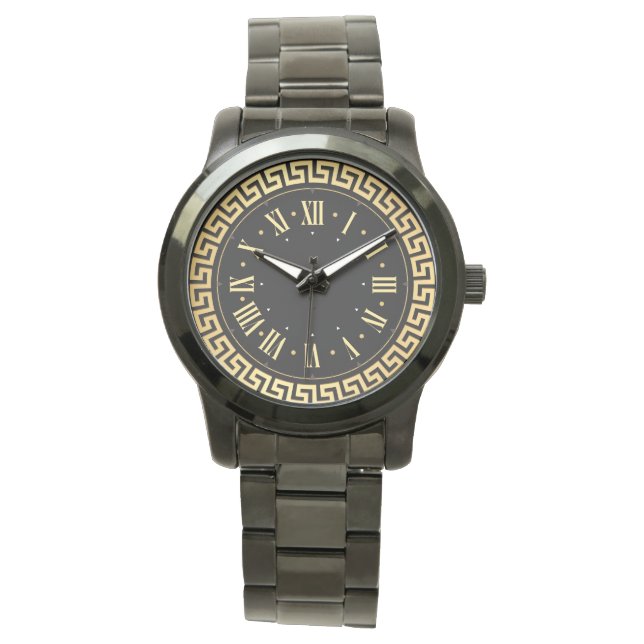 Reloj De Pulsera Unisex Monograma Lujo Pulseras Negras Elegantes (Anverso)