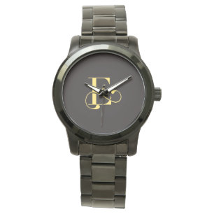 Reloj De Pulsera Unisex Monograma Pulsera negra sobredimensionada