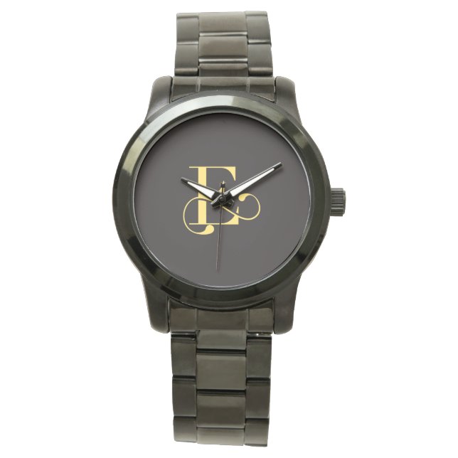 Reloj De Pulsera Unisex Monograma Pulsera negra sobredimensionada (Anverso)