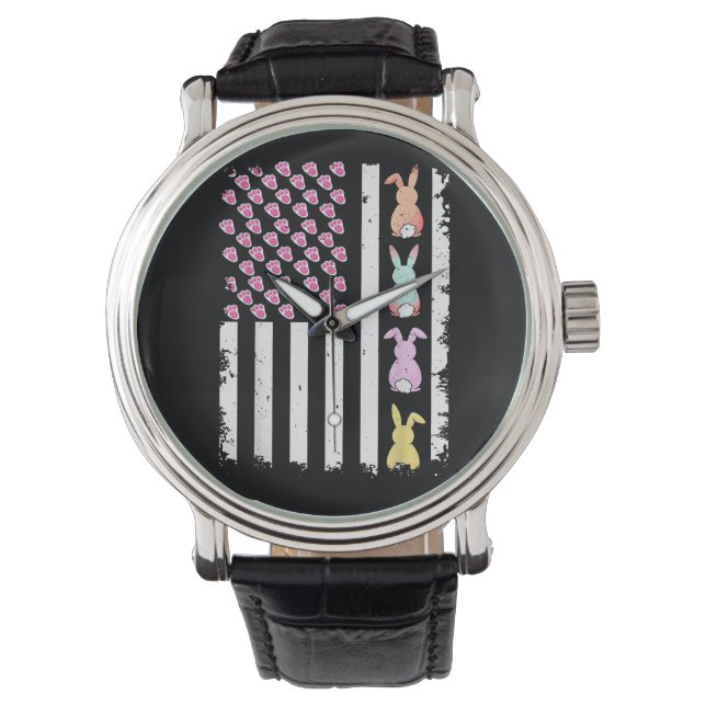 Reloj De Pulsera US American Flag with Bunny for Easter Day (Anverso)