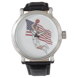 Reloj De Pulsera USA Basketball Slam Dunk American Flag Color Art