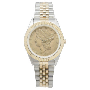 Reloj De Pulsera USA Liberty Head 1907 Gold Coin $20