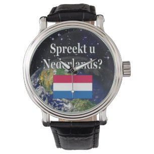 Reloj De Pulsera ¿Usted habla holandés? en holandés. Bandera y