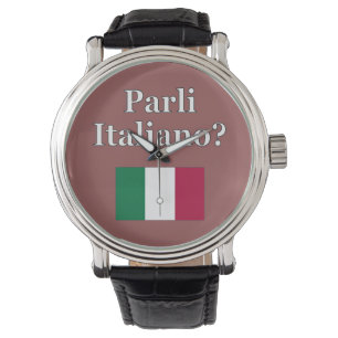 Reloj De Pulsera ¿Usted habla italiano? en italiano. Bandera