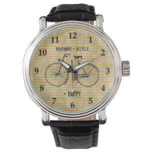 Reloj De Pulsera Usted más la bicicleta iguala amarillo antiguo