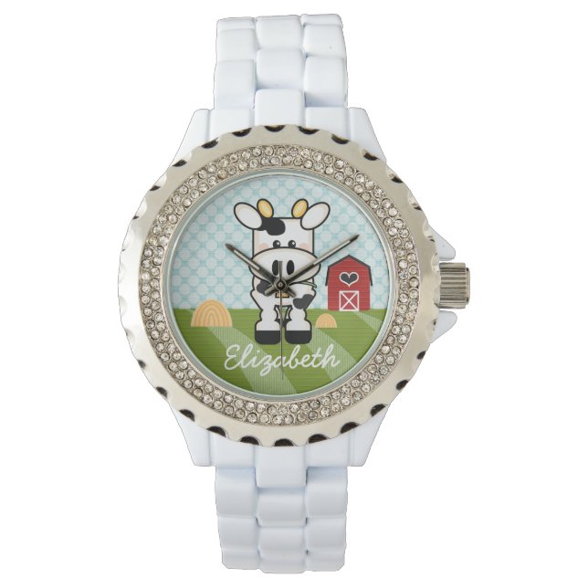Reloj De Pulsera Vaca de granja personalizada (Anverso)