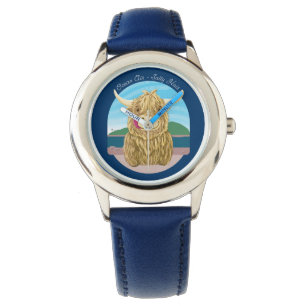 Reloj De Pulsera Vaca escocesa de la montaña con el pelo salado de
