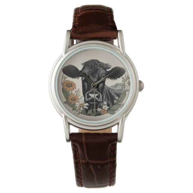 Reloj De Pulsera Vaca negra de primavera (Anverso)