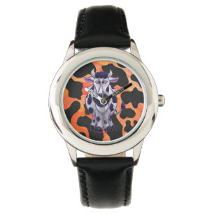 Reloj De Pulsera Vaca negra y Naranja salvaje de mí