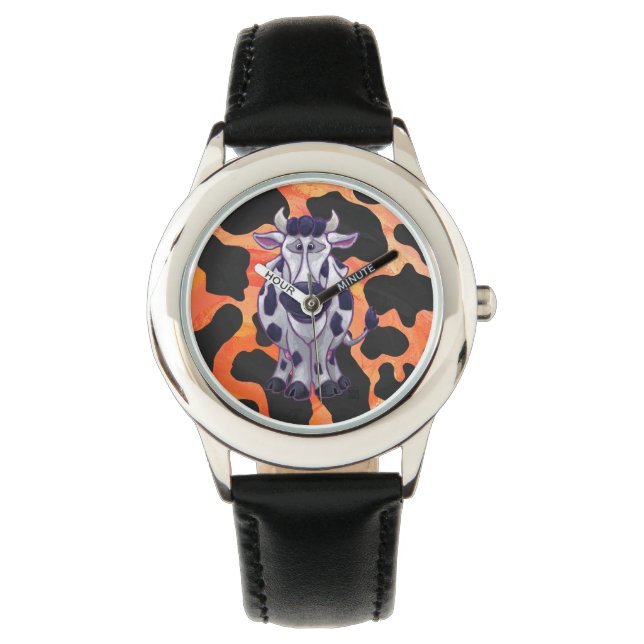 Reloj De Pulsera Vaca negra y Naranja salvaje de mí (Anverso)