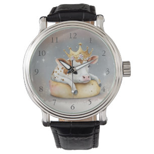 Reloj De Pulsera Vaca Real Soñando en Trono de Queso
